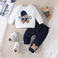 Conjunto De Ropa Para Bebé Terno Con Estampado De Oso Casual Para Niños Y Niñas De 3 a 24 Meses Camiseta De Manga Larga Y Pantalones Navys - details 1