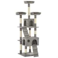 vidaXL Rascador para Gatos con Poste de Sisal 170 cm Árbol Arañar Juguete Color Azul,  Gris,  Beige con huellasde patas y mas - details 1