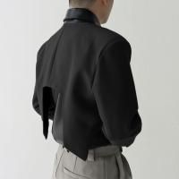 Incerrun Chaqueta De Hombre Color Sólido Con Costuras Abiertas Manga Larga Irregular Ropa Casual De Invierno Estilo Callejero Ajustada Tallas S-5XL - details 7