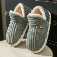 Zapatillas De Terciopelo Suave Para Parejas Estilo Invierno Antideslizantes Cálidas Sandalias Casuales Para Hombres Y Mujeres Zapatos De Algodón Para El Hogar - details 6