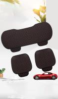 Juego De 3 Piezas De Cojín De Coche Universal De Lino Bordado Y Cuadrado Para Todas Las Estaciones Sin Apoyo De Espalda - details 0