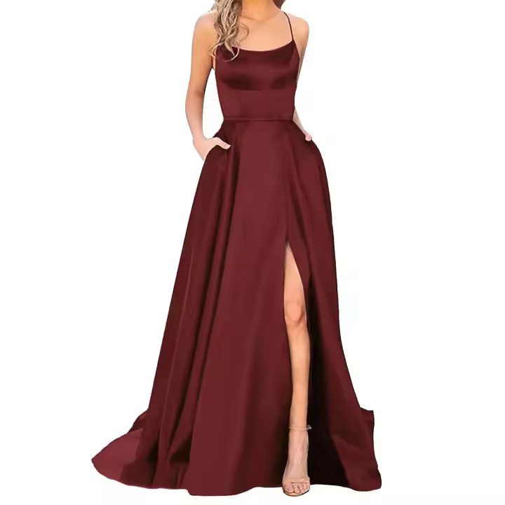 Vestido Largo De Encaje Para Mujer Elegante Vestido Sin Espalda Para Fiesta De Promoción Vestido Formal De Boda Para Invitadas - 1