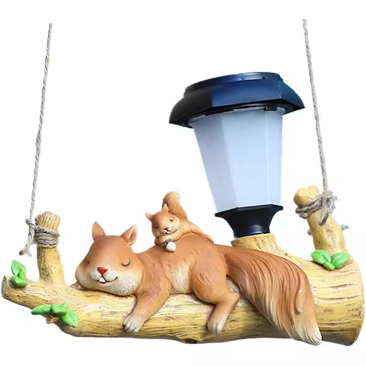 Estatuas de Jardín, Luz de Estatua de Jardín Solar de Ardilla, Luz Solar para Jardín Resina Decorativa para Exteriores Ardilla para Luces de Paisaje Césped Patio Yard Garde - 1