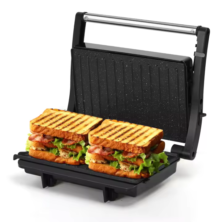 Aigostar Sandwicheras y Panini, Parrilla Eléctrica, Grill (Apertura de 180º, Placas Antiadherentes, 1000W) - 1
