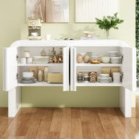 Aparador de Coqueto de Esquina Redondo con Luz brilliant y Elegancia Moderna, Puerta magnética con Protección antivuelco, adecuado para Cocina, Coqueto, Salón, Hogar - details 1