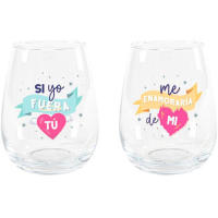 Juego de 2 Vasos de 520ml. cada uno Mensajes:  "Si yo fuera tú" y "Me enamoraría de mí". Dcasa - details 1