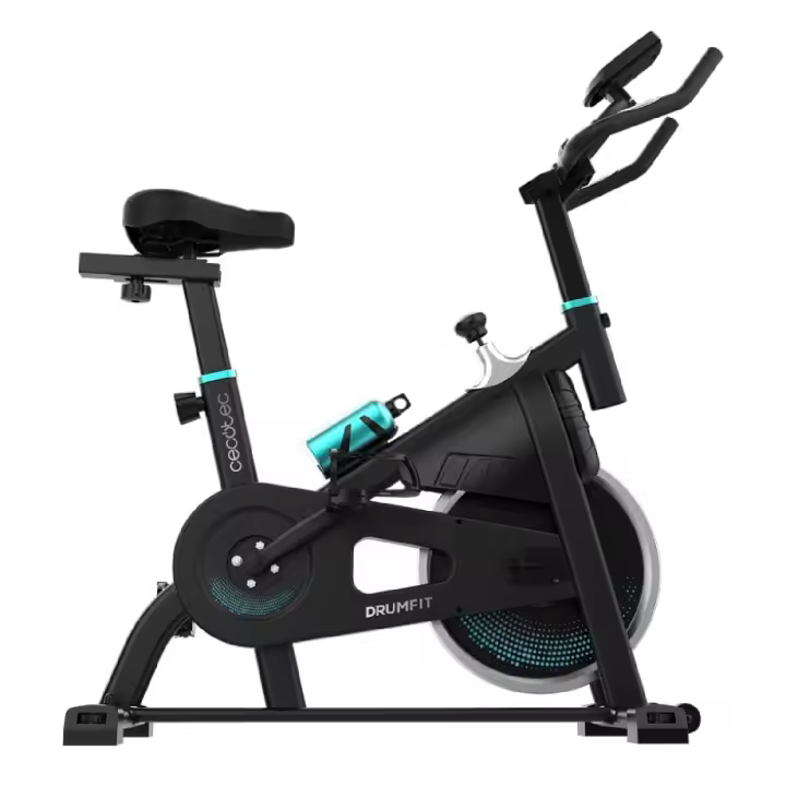 Bicicleta indoor con volante de inercia de 10 kg, resistencia manual, monitor LCD, soporte de dispositivos, botella y portabotellas. - 1