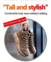 Zapatos Casuales Para Mujer Versátiles Y Moda Retro Altas a La Cintura Impermeables Con Suela Gruesa Zapatos De Tren Crustáceo Primavera Otoño - details 4