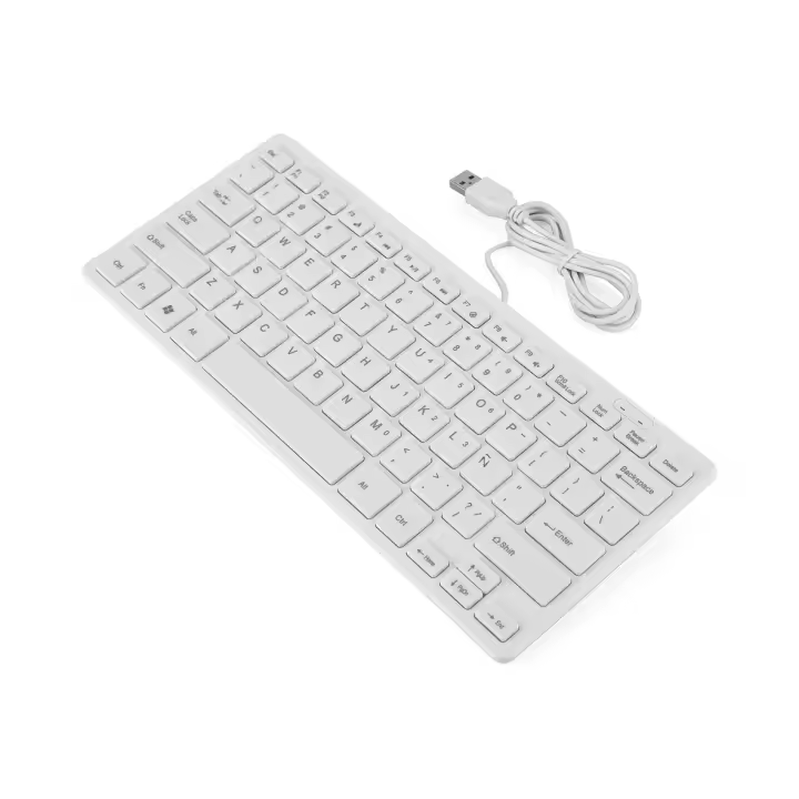 BIT Teclado español con Cable Ultrafino, Blanco o Negro con Conexión USB de 78 Teclas, Plug and Play, Robusto y silencioso Teclado portátil para Juegos de Oficina - 1