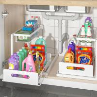 Organizadores y almacenamiento para debajo del fregadero, con cajón deslizante, estante multiusos de 2 niveles para baño y cocina - details 8