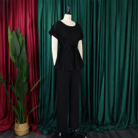 Conjunto De Pantalones Y Blusa Elegante Para Mujer Traje De Oficina Con Cinturón Alto Ajustado Ropa Trasera Larga Estilo Recto - details 21