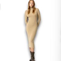 Vestido Tiffosi Chloe Mujer | Midi Beige Cuello Alto Manga Larga | Viscosa Poliéster Poliamida Ajuste Perfecto - details 0