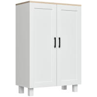 HOMCOM Armario de Salón Moderno Armario de Almacenaje con 2 Puertas Estante Ajustable y Base Elevada para Cocina Comedor Pasillo Dormitorio Dispositivo Antivuelco 60x30x90 cm Blanco - details 0