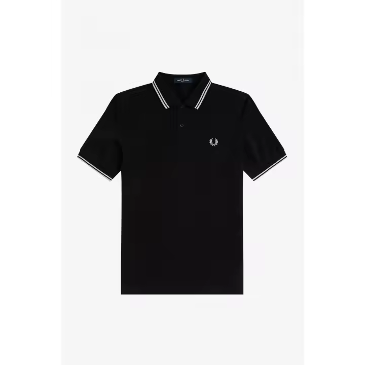 Fred Perry Slim Fit Twin Tipped Polo Black White White - 1