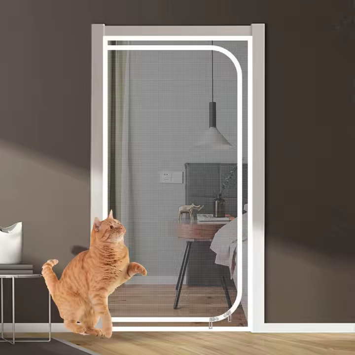 Mosquitera for puerta con cremallera for gatos, mosquitera for mascotas, mosquitera con cremallera, mosquitera extraíble for sala de estar, dormitorio, cocina y patio(White,75x215cm) - 1