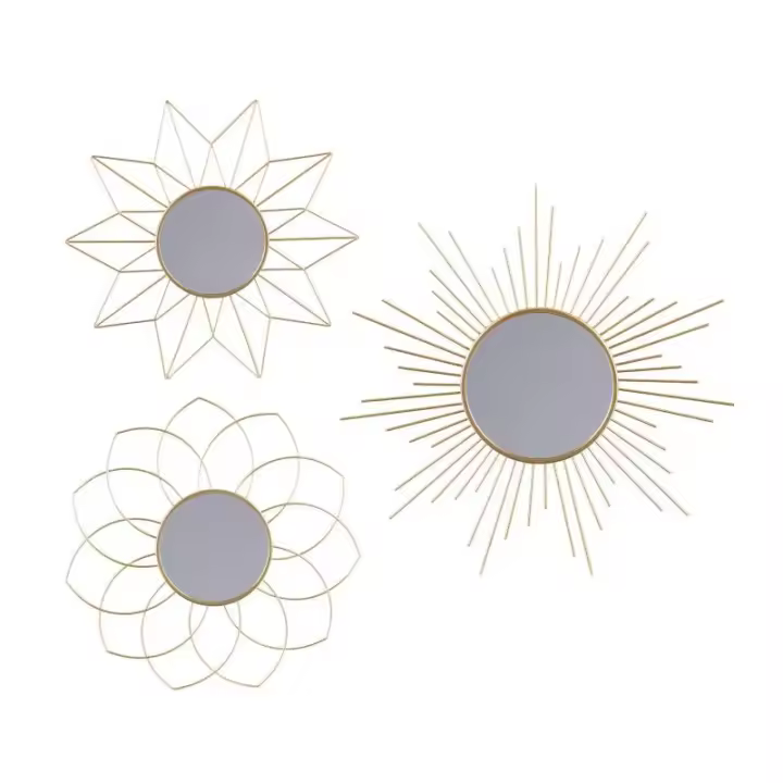 ARISE SHOP- Set de 3 espejos oro decorativos ideal para decoracion casa, habitación y salón  redondos regalos originales para mujer  decoracion pared - 1