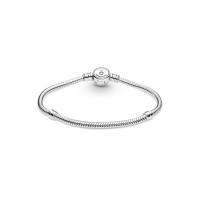 PANDORA Moments Sparkling Blue Disc Clasp Snake Chain 925 pulsera de plata de ley, 599288C01 - details 0