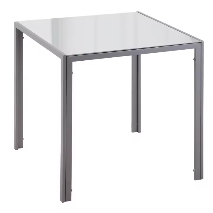 HOMCOM Mesa de Comedor de Cristal Mesa de Cocina Salón Cuadrada para 4 Personas con Patas de Metal 75x75x75 cm Gris - 1