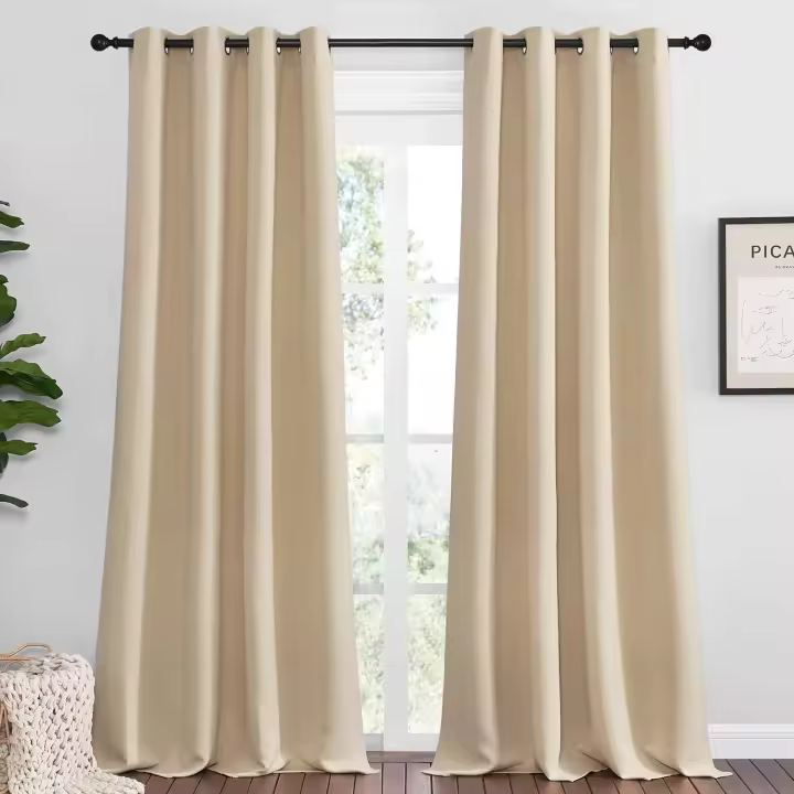 Cortinas Obscurecedoras Beige Biscotti - 1 Par - 55x102 Pulgadas - Triple Techo - Pack 2 Paneles - 1