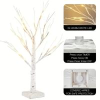 Luz De Árbol De Bricolaje Artificial USB Birch Tree 24 Pulgadas/60 Centímetros Para Decoración De Navidad Halloween Acción De Gracias Jardín - details 1