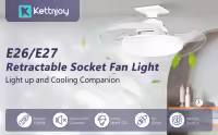 Ventilador de techo con Luz, 15 "regulable, 3 temperaturas de Luz, control remoto y aplicación, Aspas retráctiles, 4 velocidades, control remoto, función de memoria, temporizador, IP20 resistente al agua (con base) - details 0