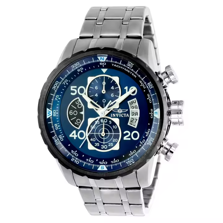 Reloj de pulsera Invicta Invicta Aviator - 22970 correa color: Gris plata Dial Metal Azul Hombre - 1
