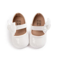 Zapatos De Niña Bebé En PU Cuero Liso Con Nudo Y Suela Antideslizante Ligera Para Primera Caminata Vestido De Princesa Para Boda - details 3