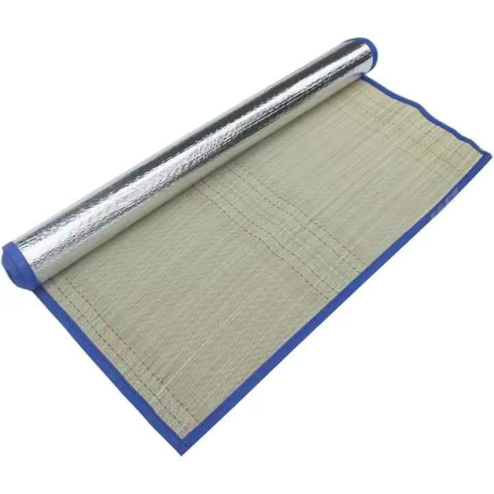 UD - Esterilla de playa de paja natural con aislamiento de aluminio – Alfombrilla ligera y plegable - Ideal para playa,camping,fiesta,piscina - 1