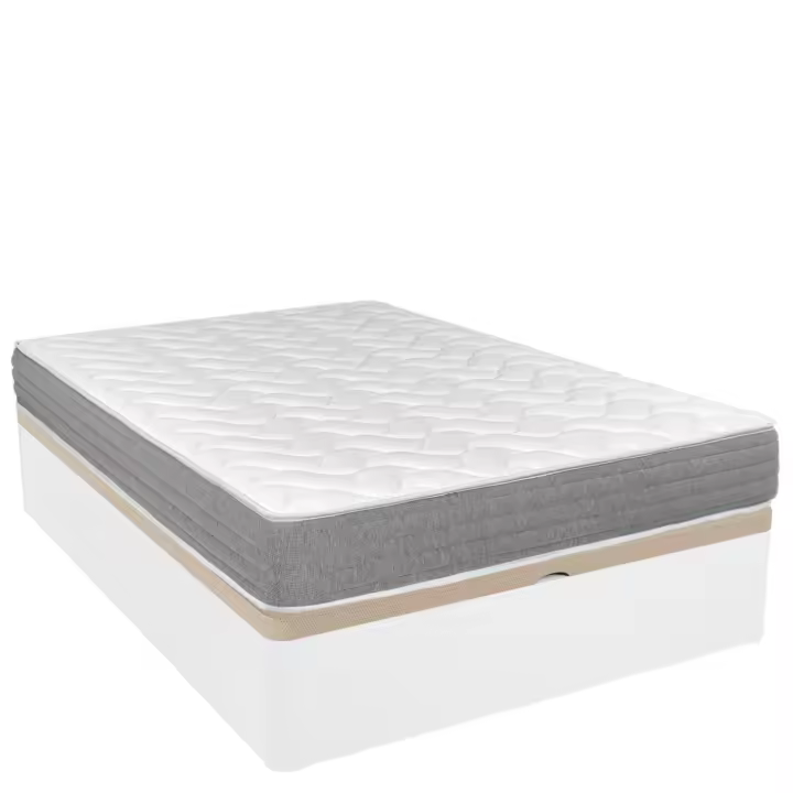 Pack Canapé Abatible - Gran Capacidad con Colchón Viscoelástico Viscotec - 21cm de Altura - Blanco/Gris - Calidad Alta - Fabricado en España - Somnia Descanso [Envío y montaje Incluido] - 1