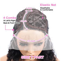 Pelucas De Encaje Frontal Transparente Rizado Onda Agua Bob Para Mujeres Peluca De Cabello Humano Brasileño T-Part Pre Escobillada - details 2