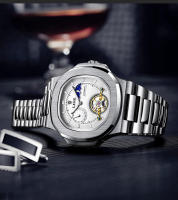 Reloj Mecánico LIGE Dual Seconds Tourbillon Para Hombre Acero Inoxidable Auténtico Reloj De Noche Luminoso Resistente Al Agua - details 15