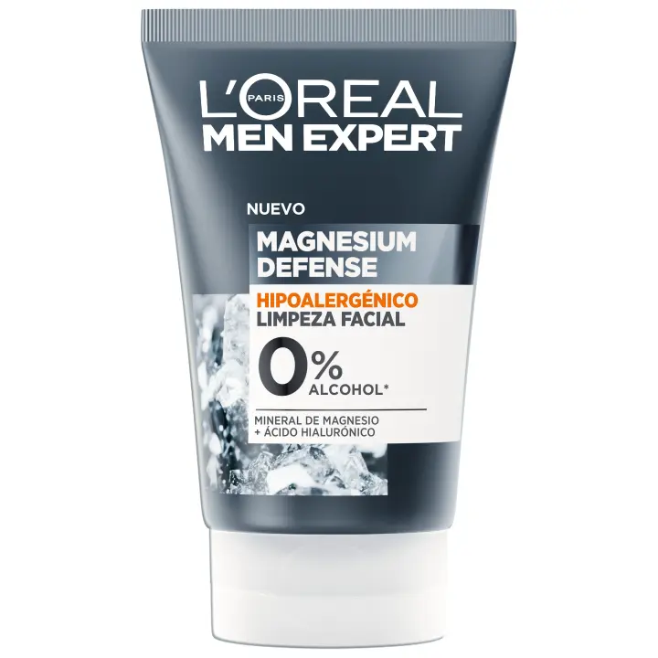 L'oreal Men Expert Limpieza Facial Magnesium Defense Hipoalergénica Para Hombres Con Piel Sensible. Limpia la piel e ilumina impurezas. Enriquecida con Mineral de Magnesio y Ácido Hialurónico para proteger e hidratar la piel - 1