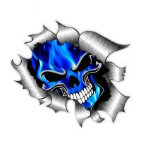 Pegatinas De Coche 3D Azules Con Calavera Para Body Auto Ventanas Parachoques Maletero Adornos Accesorios Impermeables Para Motocicleta - details 0