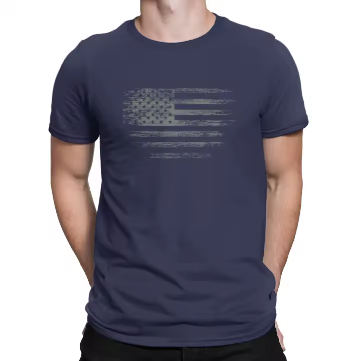Camiseta De Algodón Puro Para Hombre Con Bandera De Estados Unidos Regalo Distintivo Camiseta Casual De Cuello Redondo - 1
