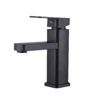 Grifo de Base cuadrada para lavabo de baño, mezclador de agua fría y caliente montado en cubierta, color negro mate - details 4