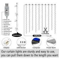 Luz De Enredadera De 300 LED Para Cortina Control Remoto USB Impermeable 8 Modos Para Decoración De Navidad Boda Fiesta - details 1