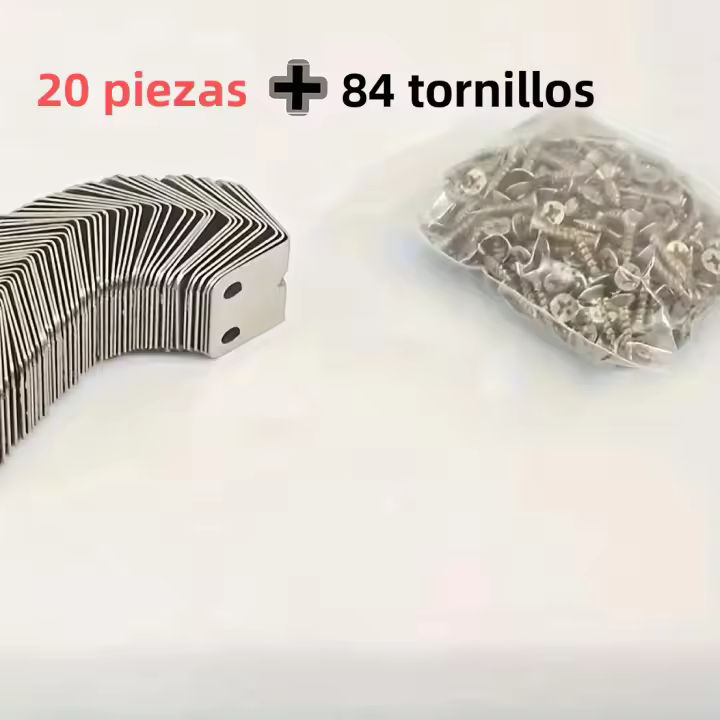 100 Piezas De Bracket De Esquina Metálico Estilo Silvery Para Reforzamiento Y Seguridad De Cajones Con 20 Piezas De Bracket L Y 84 Tornillos - 1
