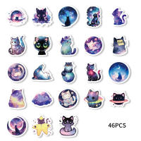 Pegatinas Tema Gato Estrellado 46pcs PVC Impermeables Para Decoración De Portátil Botella Y Maleta Accesorios Creativos Para Jóvenes De 14 Años O Más - details 10