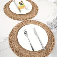 4pcs Maternos De Lino Jute Para Mesa De Comedor Estilo Farmhouse Borde Ondulado Diseño Tejido Antideslizantes Material Natural - details 2