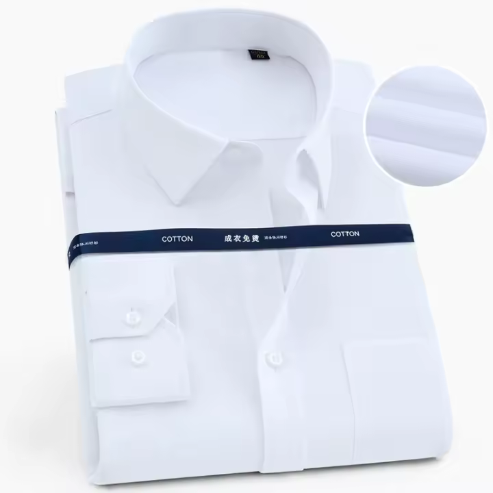 Camisa De Encaje 100% Algodón Para Hombre Con Manga Larga Estilo Formal Talla Grande Colores Blanco Azul Uso Diario Oficina Negocios - 1