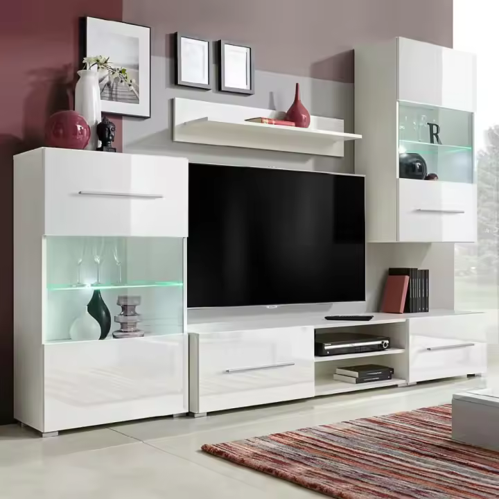 vidaXL JUEGO DE MUEBLES DE SALÓN 5 PIEZAS CON ILUMINACIÓN LED BLANCO - 1