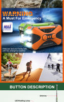 【 10000mAh 】Radio DE EMERGENCIA Solar de manivela, Radio meteorológica NOAA de múltiples Fuentes de Alimentación, linterna, lámpara de Lectura, Cargador de teléfono móvil, Alarma SOS, radio AM/FM/WB portátil con conector para auriculares (verde) - details 2