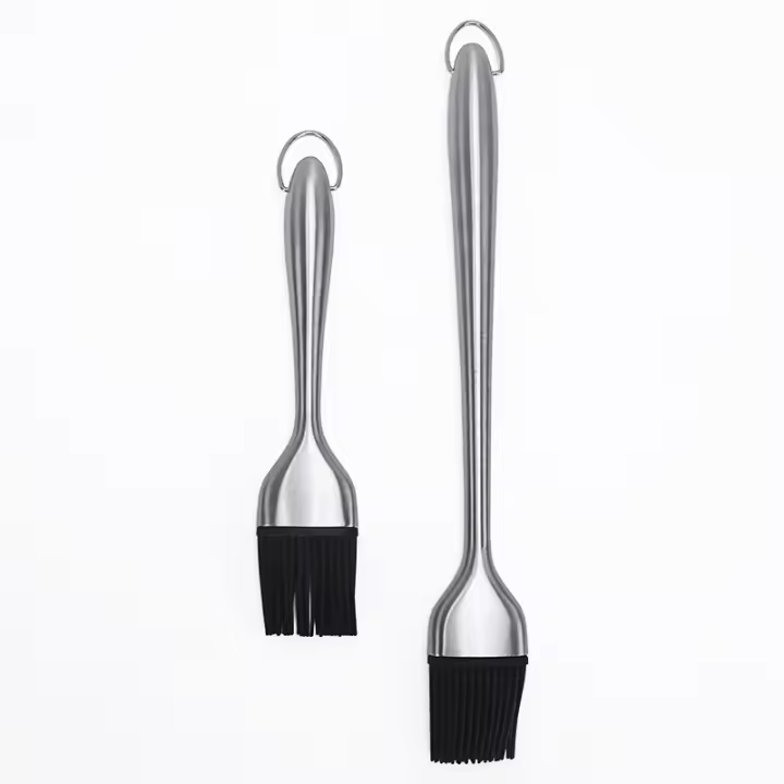 Cepillo de silicona con mango hueco de acero inoxidable, cepillo para parrilla de barbacoa, cepillo para aceite, cepillo de silicona, herramienta para hornear pasteles de bricolaje - 1