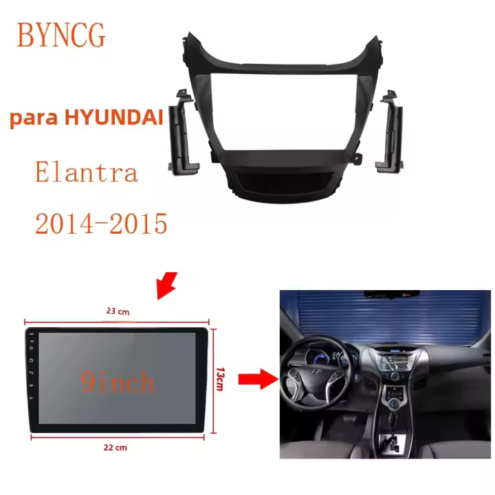 Kit De Marco De Fascia Para Coche 9 Pulgadas Para HYUNDAI Elantra 2012-2019 Adaptador De Instalación De Radio Fascia Panel De Paneles De Instrumentos Internos ABS - 1
