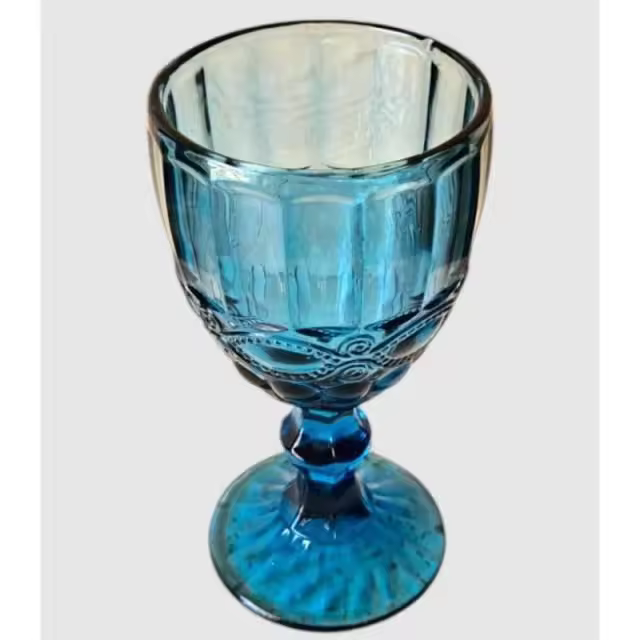 Set 6 copas cristal vintage azul     -EkilikuaHome - 1