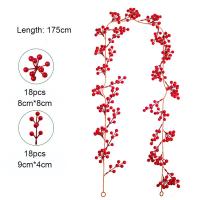 Guirnalda De Navidad Artificial De Bayas Rojas 175cm/190cm Planta Artificial Para Decoración De Hogar Arbol De Navidad Adorno De Boda Colgante - details 10