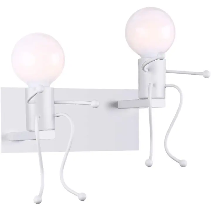 Aplique de Pared Retro Creativo Industrial Hierro Forjado Blanco Doble Extremo - 1