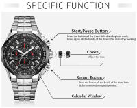 Reloj De Pulsera Deportivo De Lujo Para Hombre WWOOR 2024 Marca Top En Negro Acero Inoxidable Cronógrafo Cuarzo Reloj Masculino Con Luz Luminosa Resistente Al Agua Y Shock - details 9