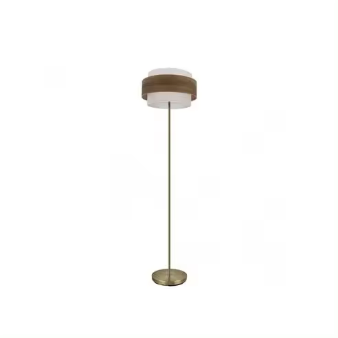 FABRILAMP Lámpara de Pie Myriam 1xe27 Cuero/Madera Oscura - Diseño Elegante - 1