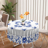 Mantel Redondo De Porcelana Azul Y Blanco Retro Impermeable Para Mesa De Comedor Exterior Hotel Fiesta Tamaño 160x160cm - details 2